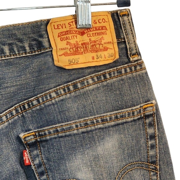 Levi 505 Men’s Size 32x28 Jeans Classic Original Fit Straight Leg Medium Wash - Picture 7 of 11